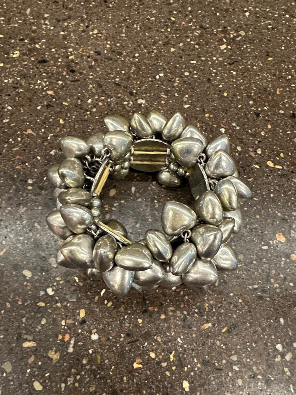 Vintage! Silver-Tone Heart Cluster Stretch Bracelet